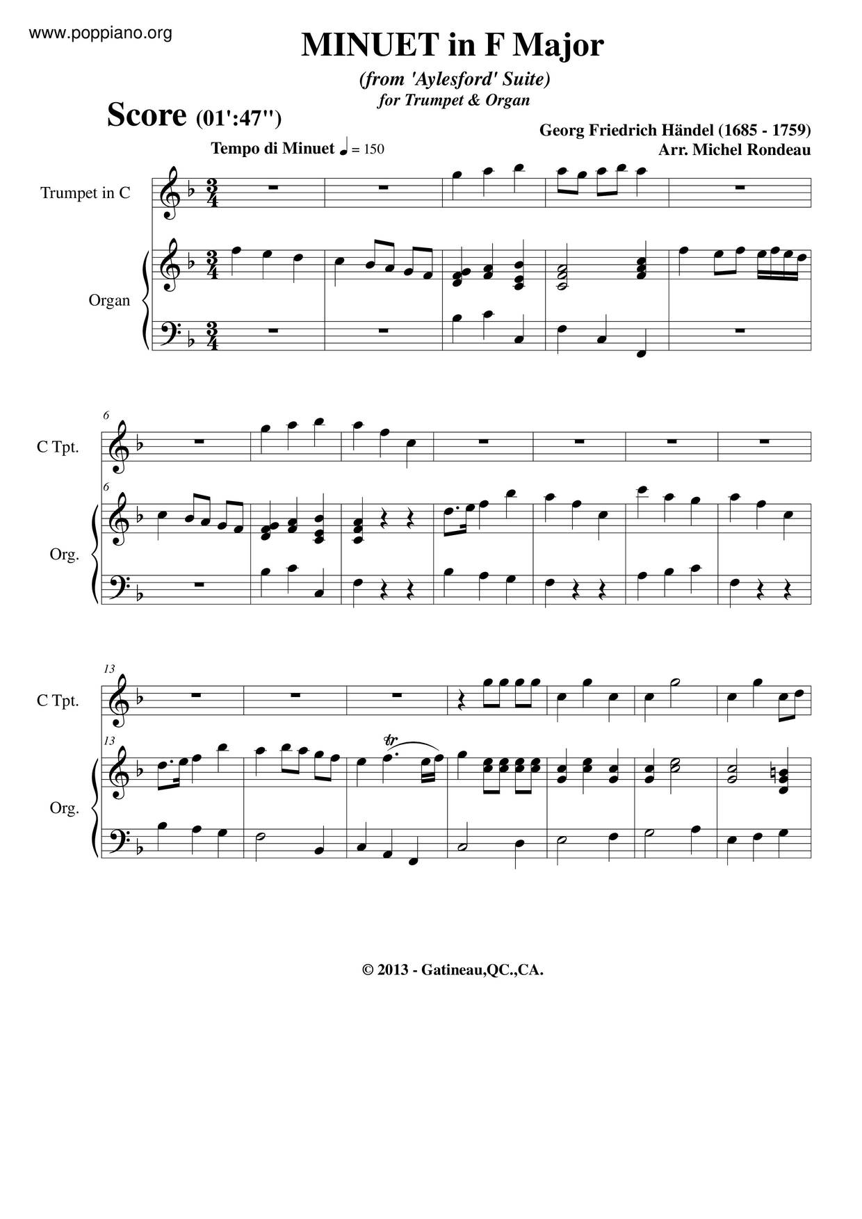 Suite In A Minor Score