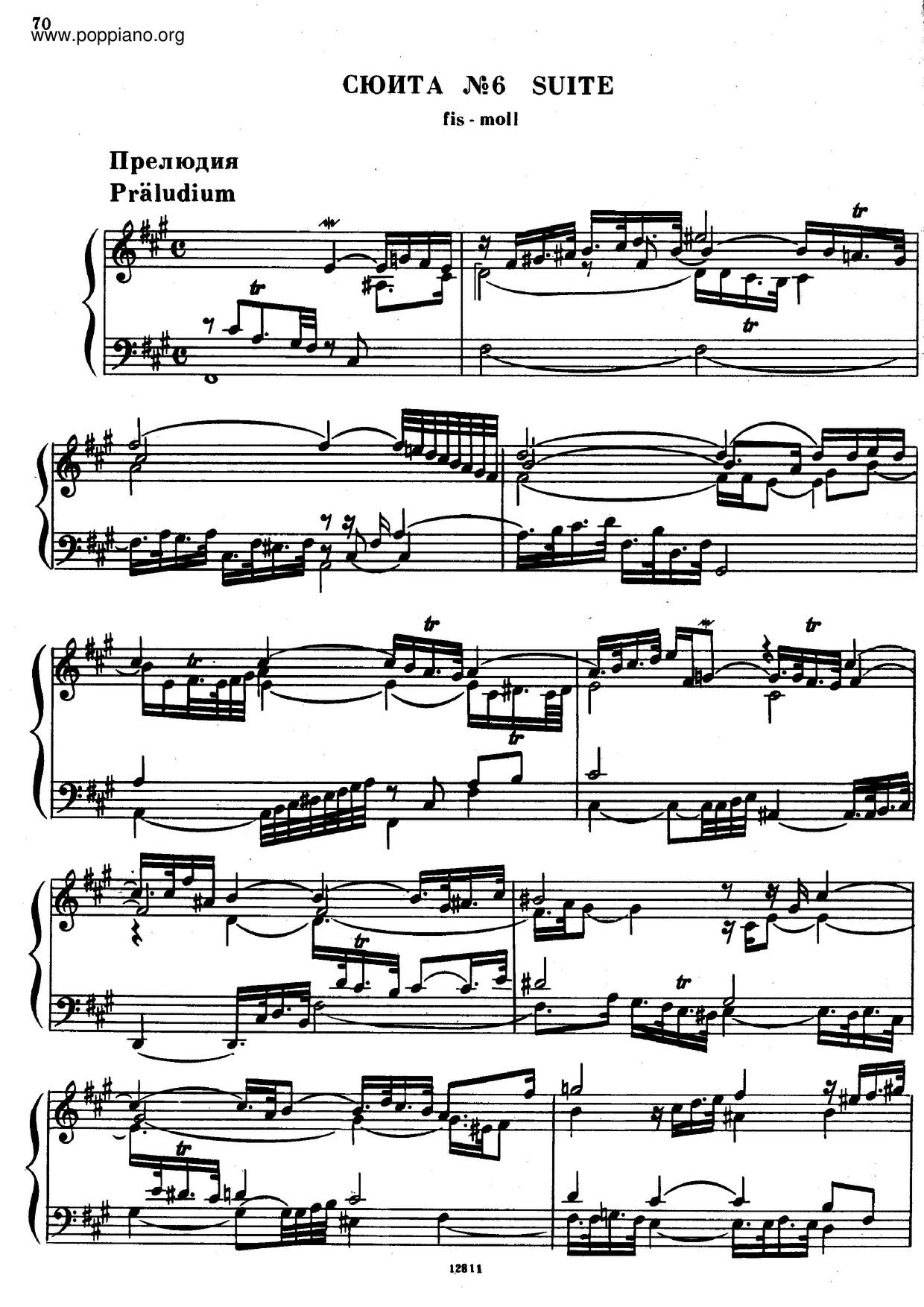 Suite In F-Sharp Minor, HWV 431 Score
