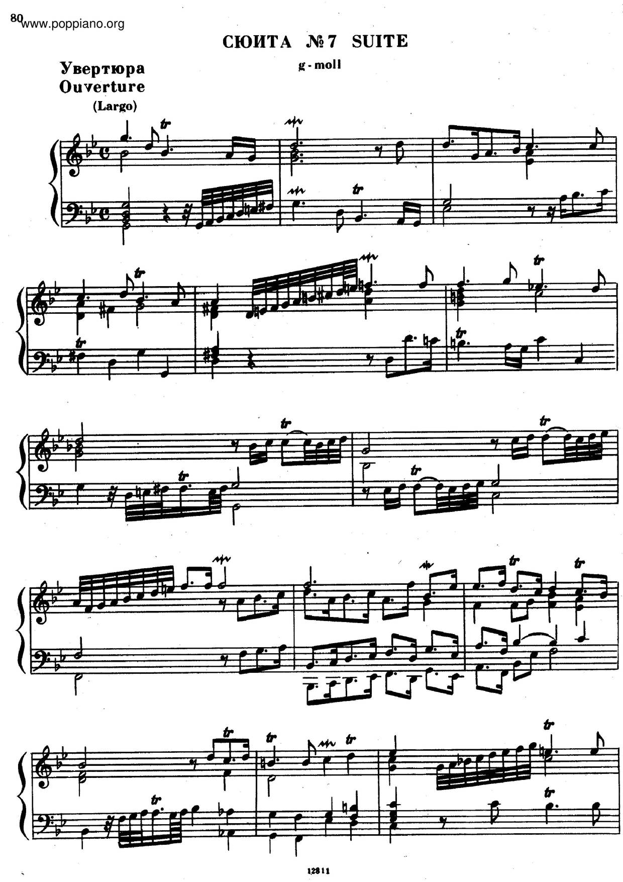 Suite In G Minor, HWV 432 Score