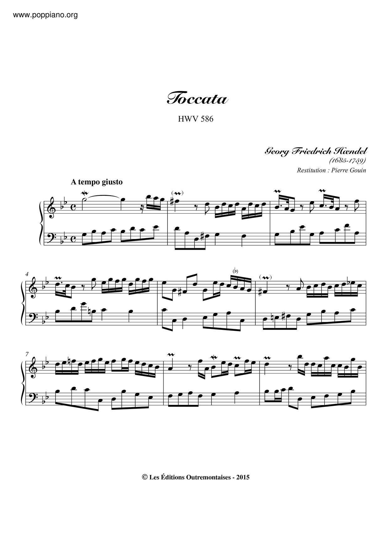 Toccata, HWV 586 Score