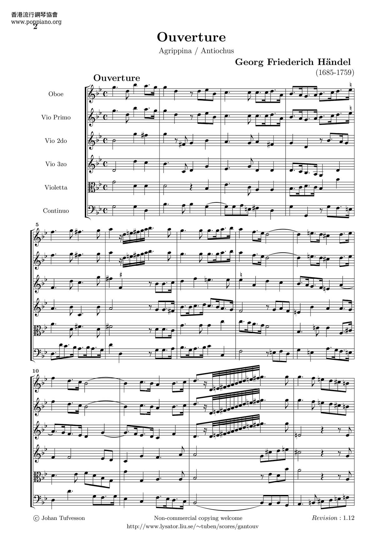 Agrippina, HWV 6ピアノ譜