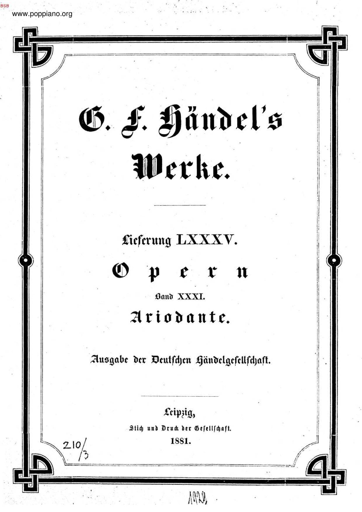 Ariodante, HWV 33 Score