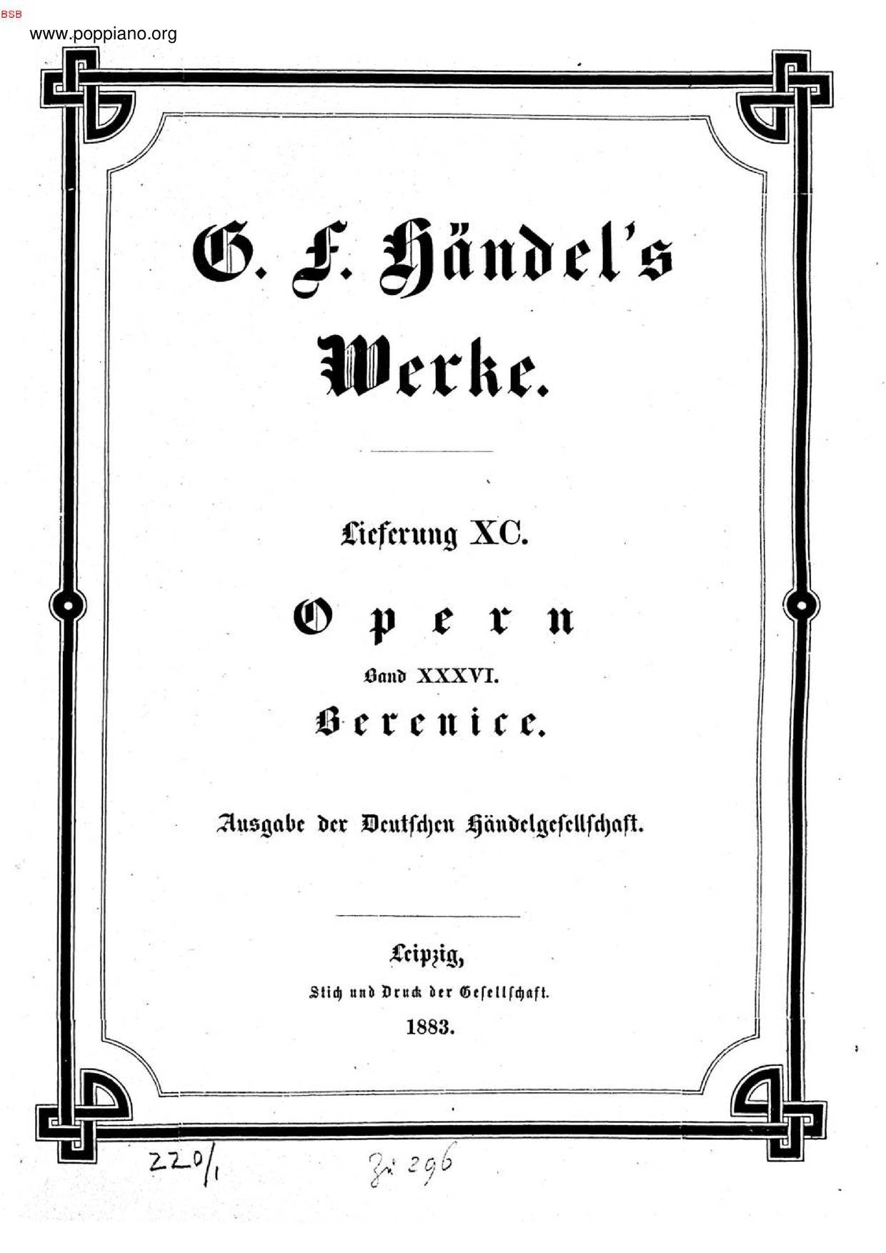 Berenice, HWV 38 Score