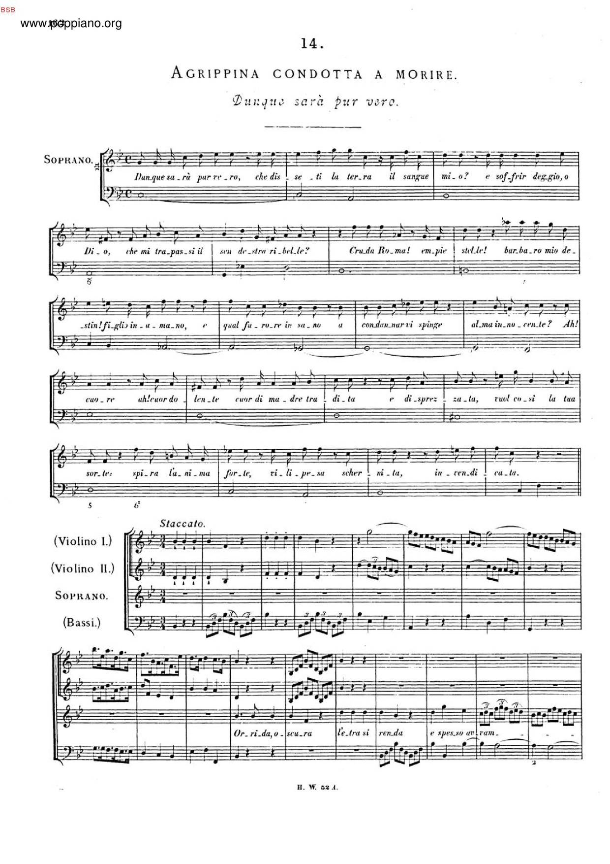 Agrippina Condotta A Morire, HWV 110琴譜