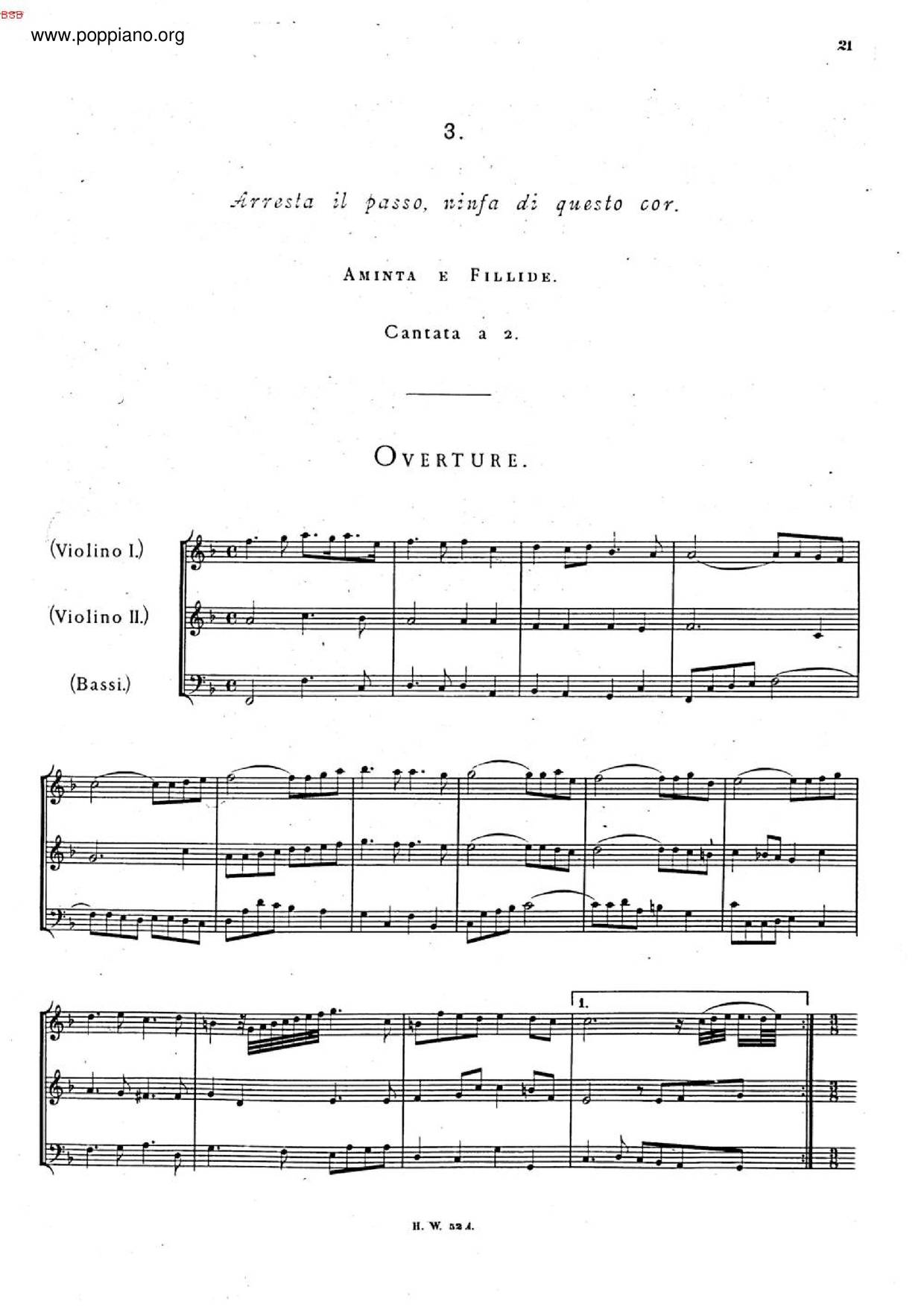 Aminta E Fillide, HWV 83ピアノ譜