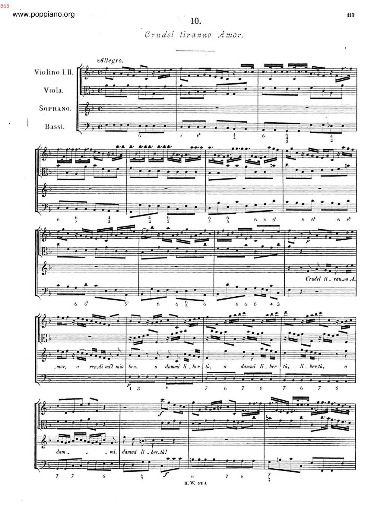 Crudel Tiranno Amor, HWV 97 Score