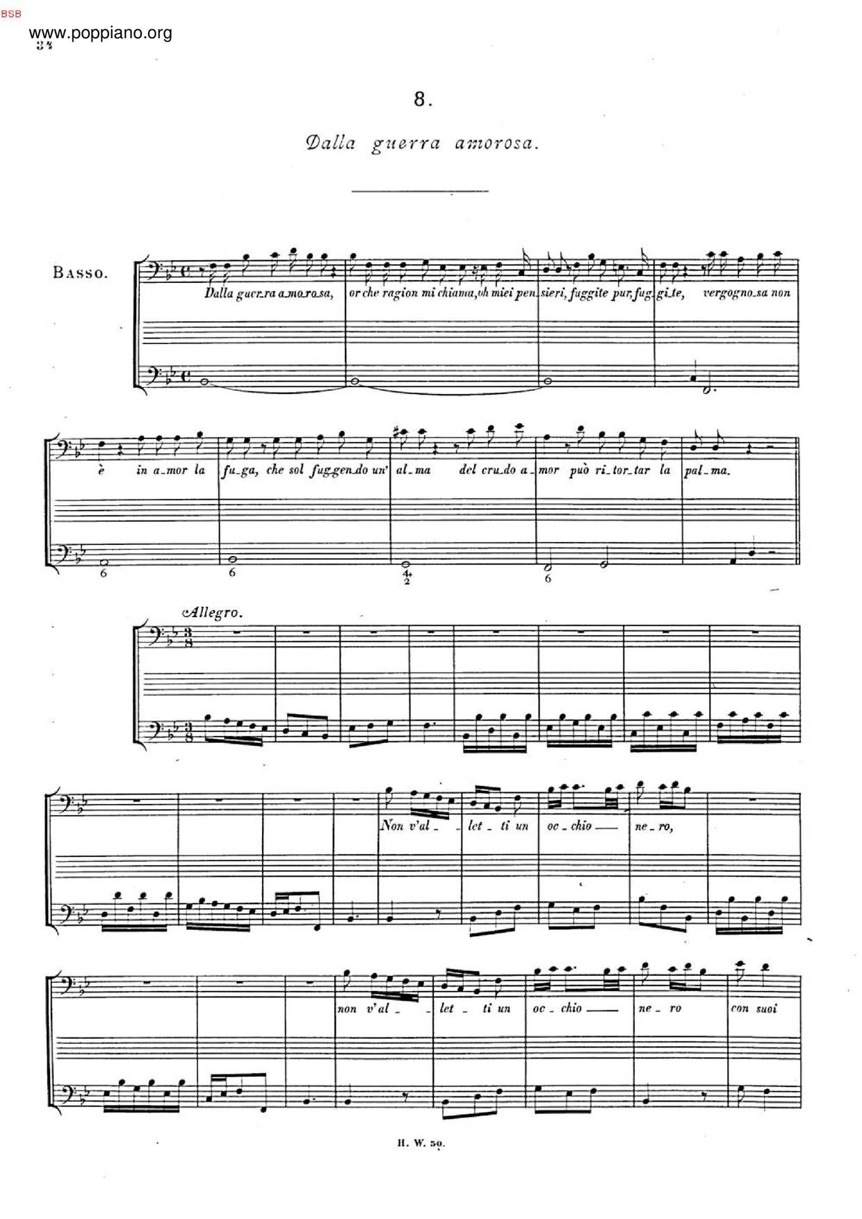 Dalla Guerra Amorosa, HWV 102A Score
