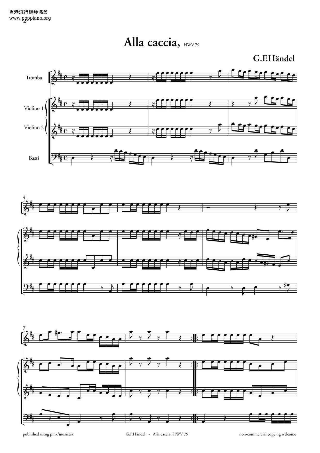 Diana Cacciatrice, HWV 79 Score