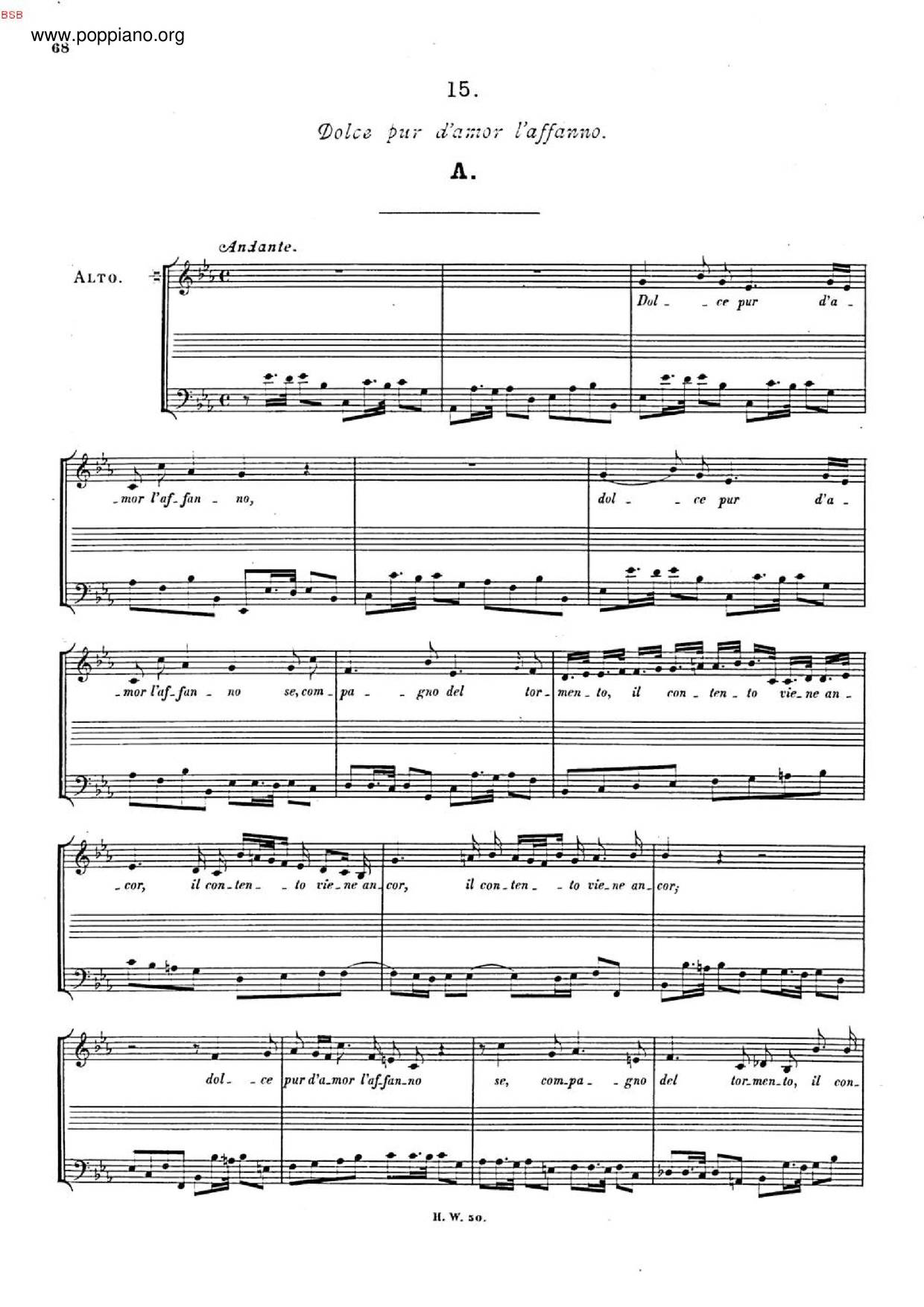 Dolc' È Pur D'amor L'affanno, HWV 109Aピアノ譜
