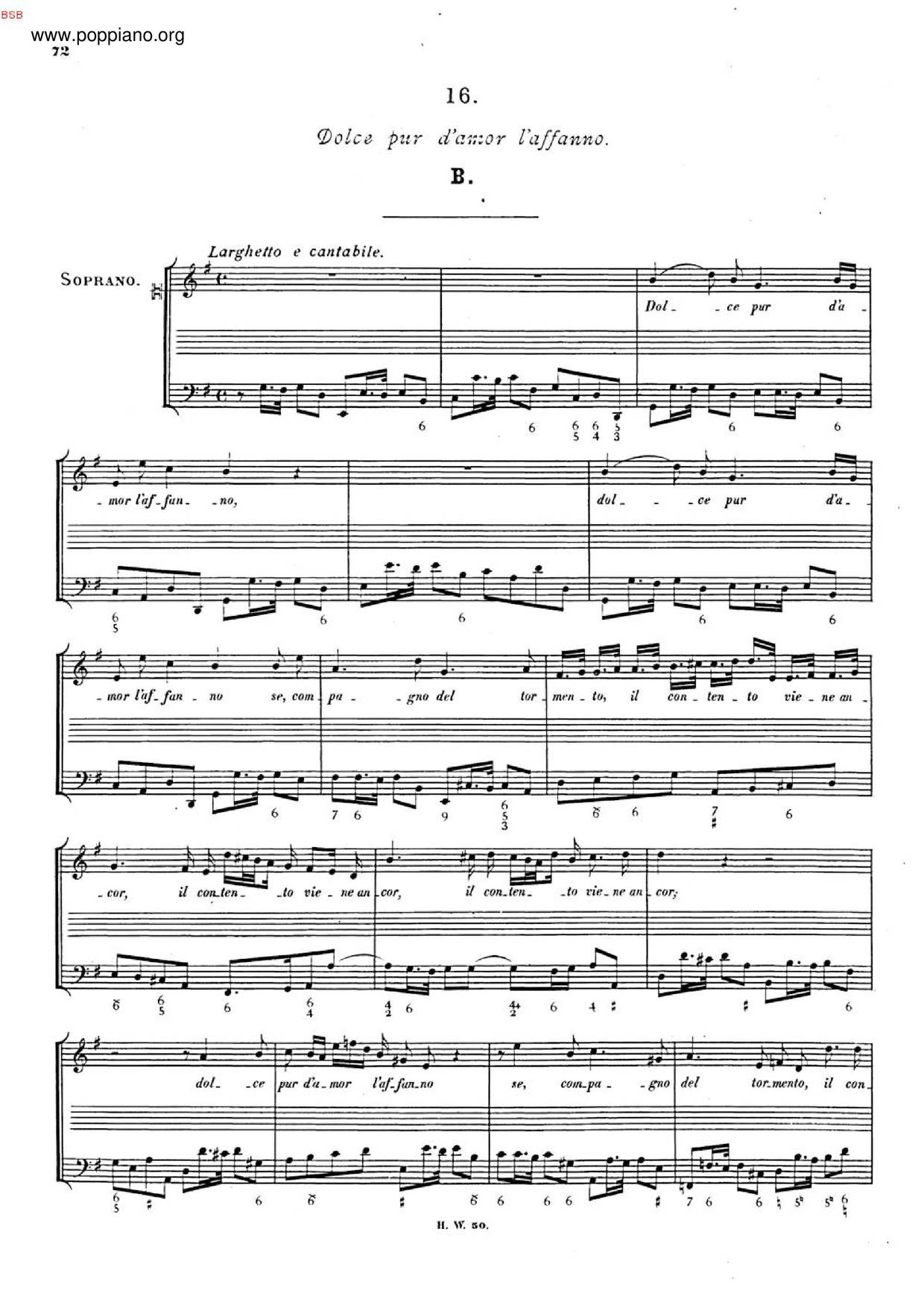 Dolc' È Pur D'amor L'affanno, HWV 109Bピアノ譜