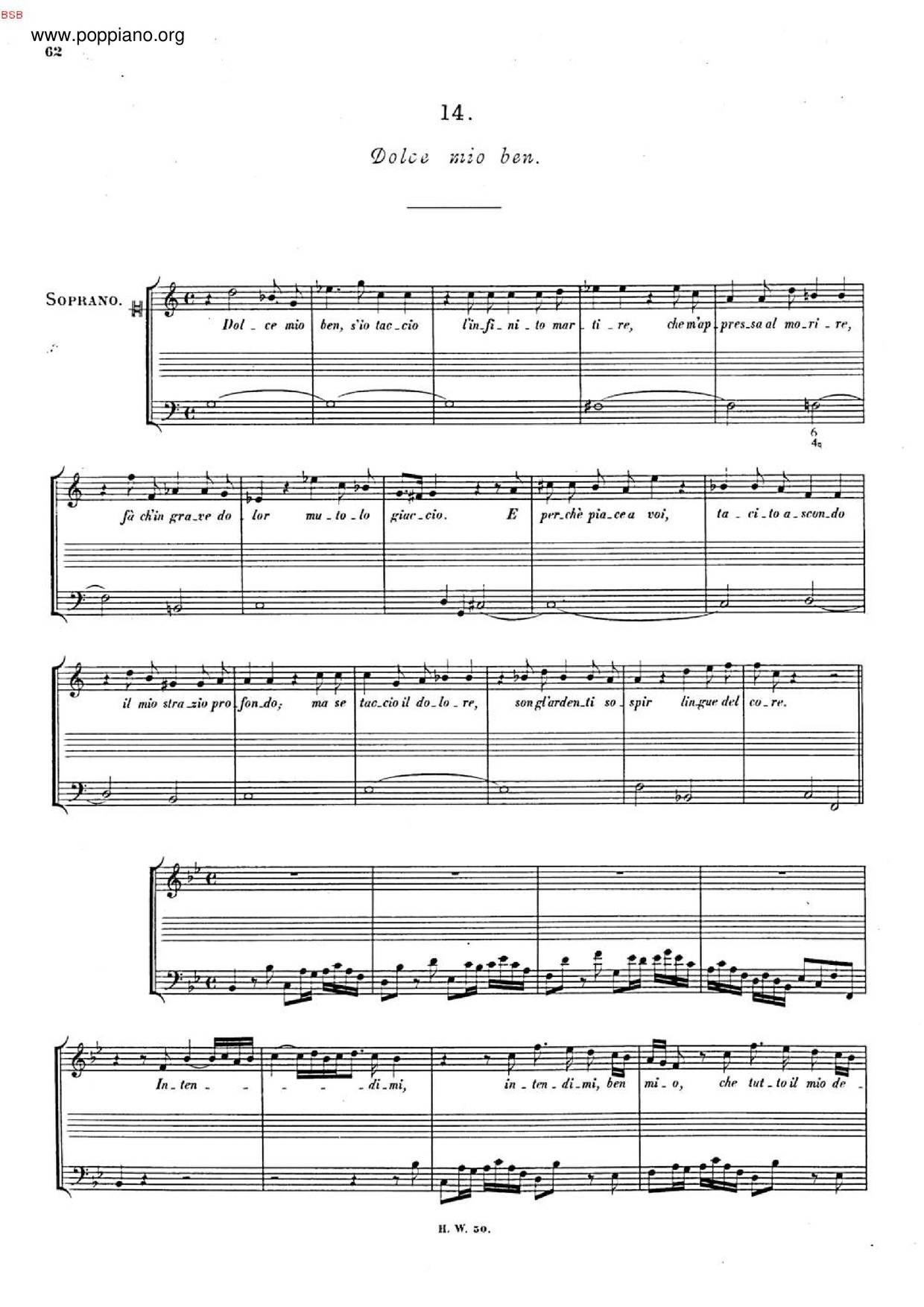 Dolce Mio Ben, HWV 108ピアノ譜