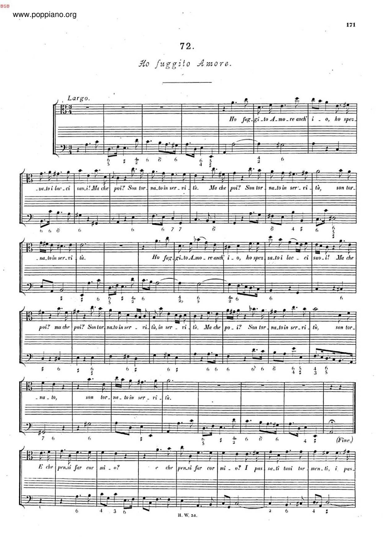 Ho Fuggito Amore Anch'io, HWV 118 Score