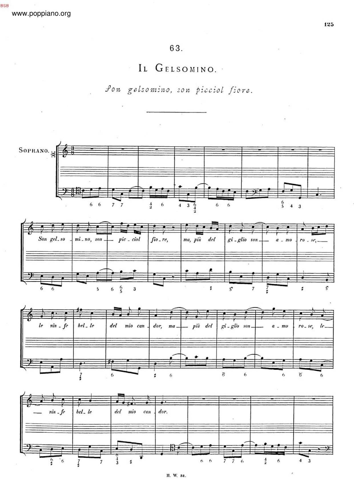 Il Gelsomino, HWV 164B Score