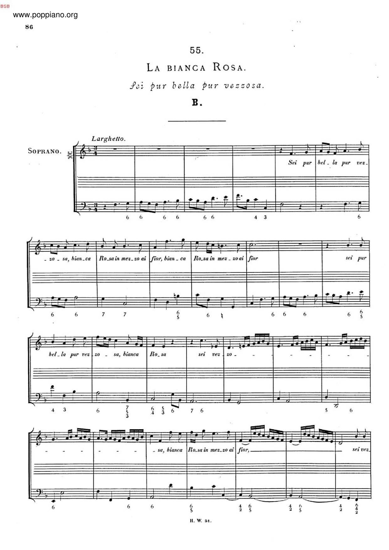 La Bianca Rosa, HWV 160C Score