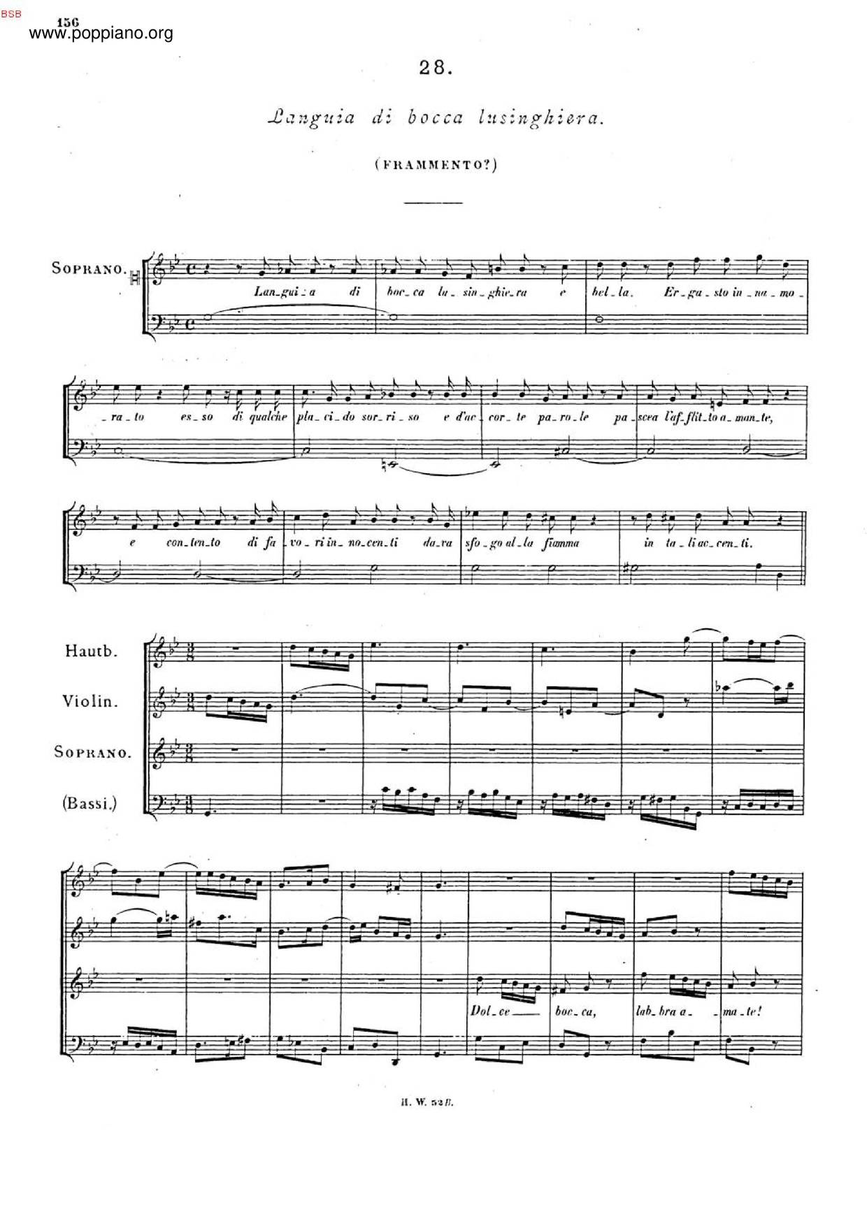 Languia Di Bocca Lusinghiera, HWV 123ピアノ譜