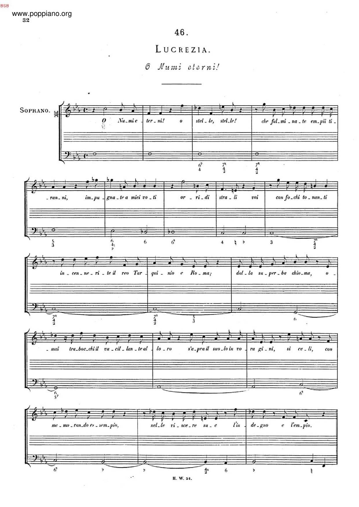 Lucrezia, HWV 145ピアノ譜