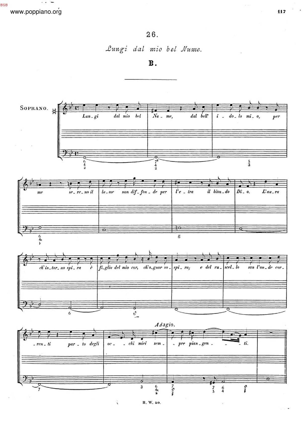 Lungi Dal Mio Bel Nume, HWV 127Bピアノ譜
