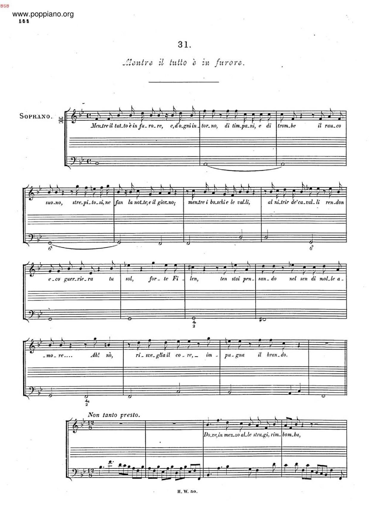 Mentre Il Tutto È In Furore, HWV 130 Score