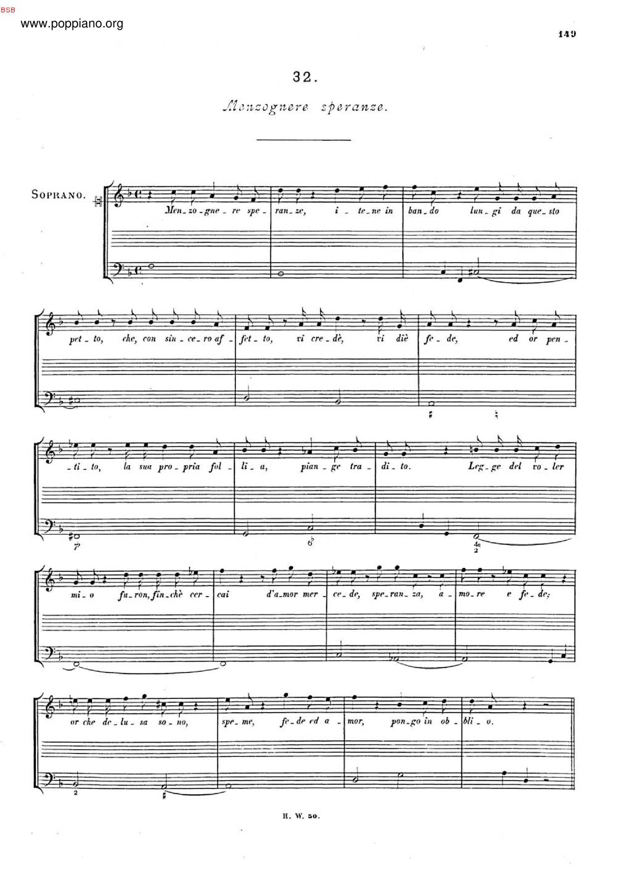Menzognere Speranze, HWV 131琴譜