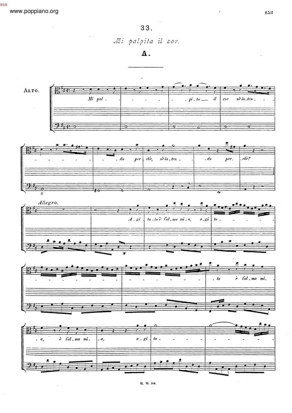 Mi Palpita Il Cor, HWV 132Cピアノ譜