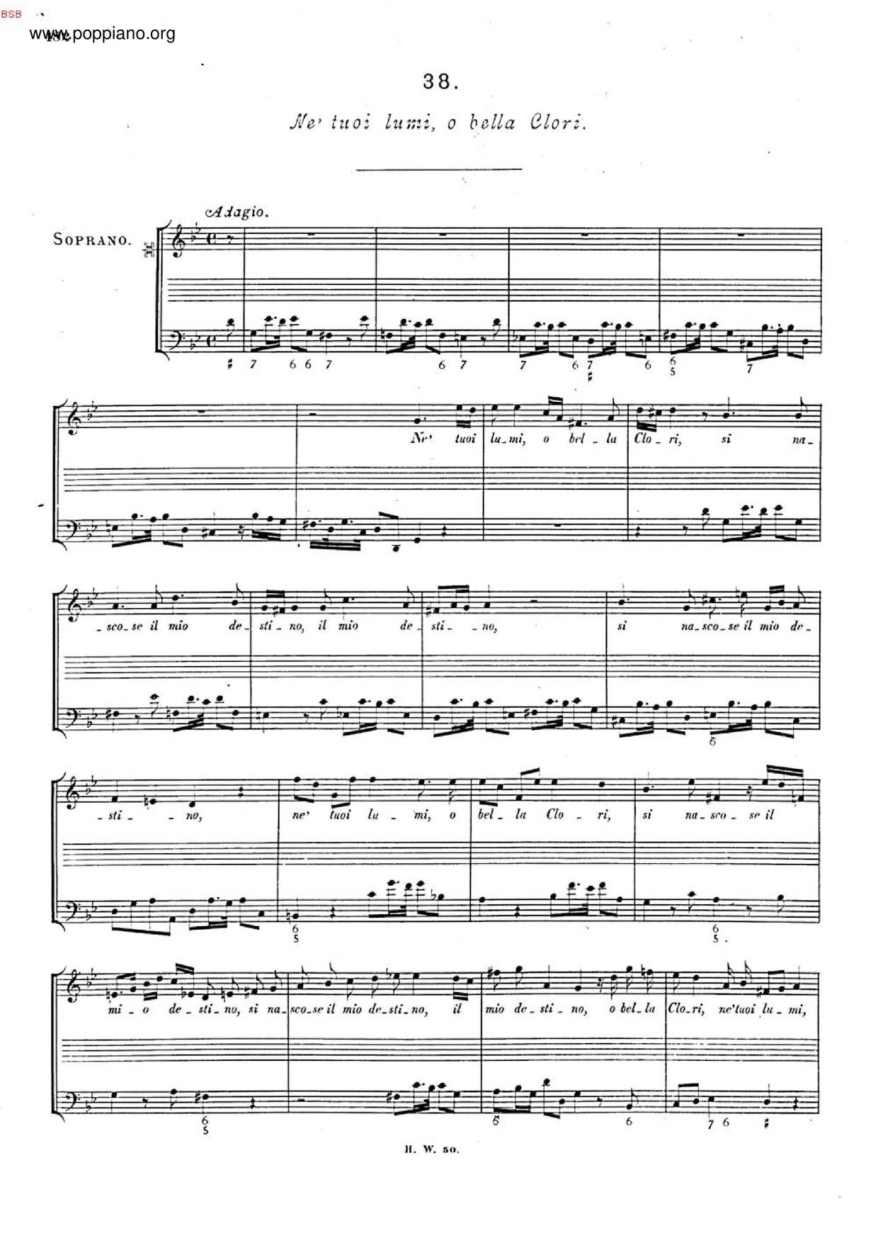 Ne' Tuoi Lumi, O Bella Clori, HWV 133ピアノ譜