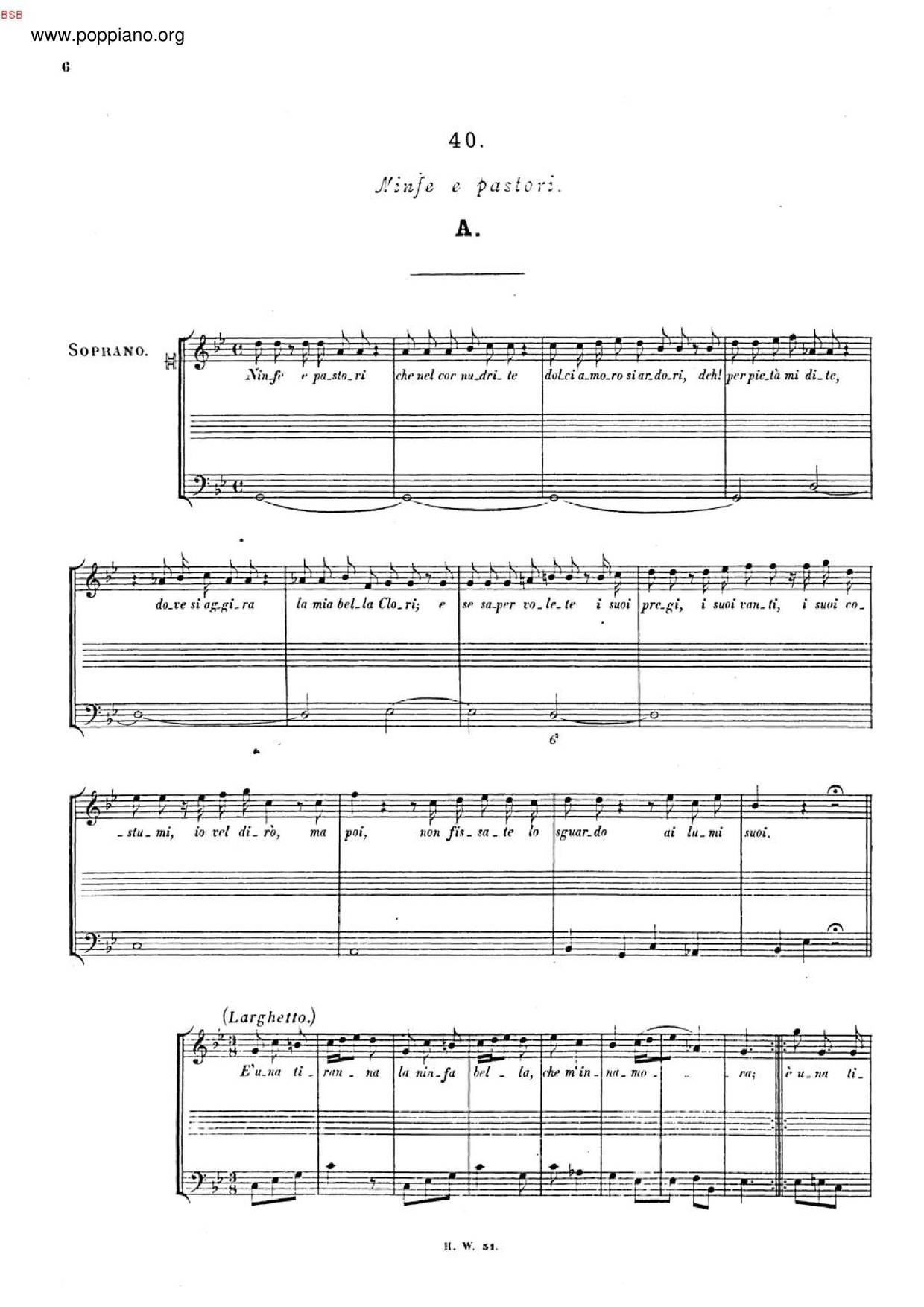 Ninfe E Pastori, HWV 139A Score