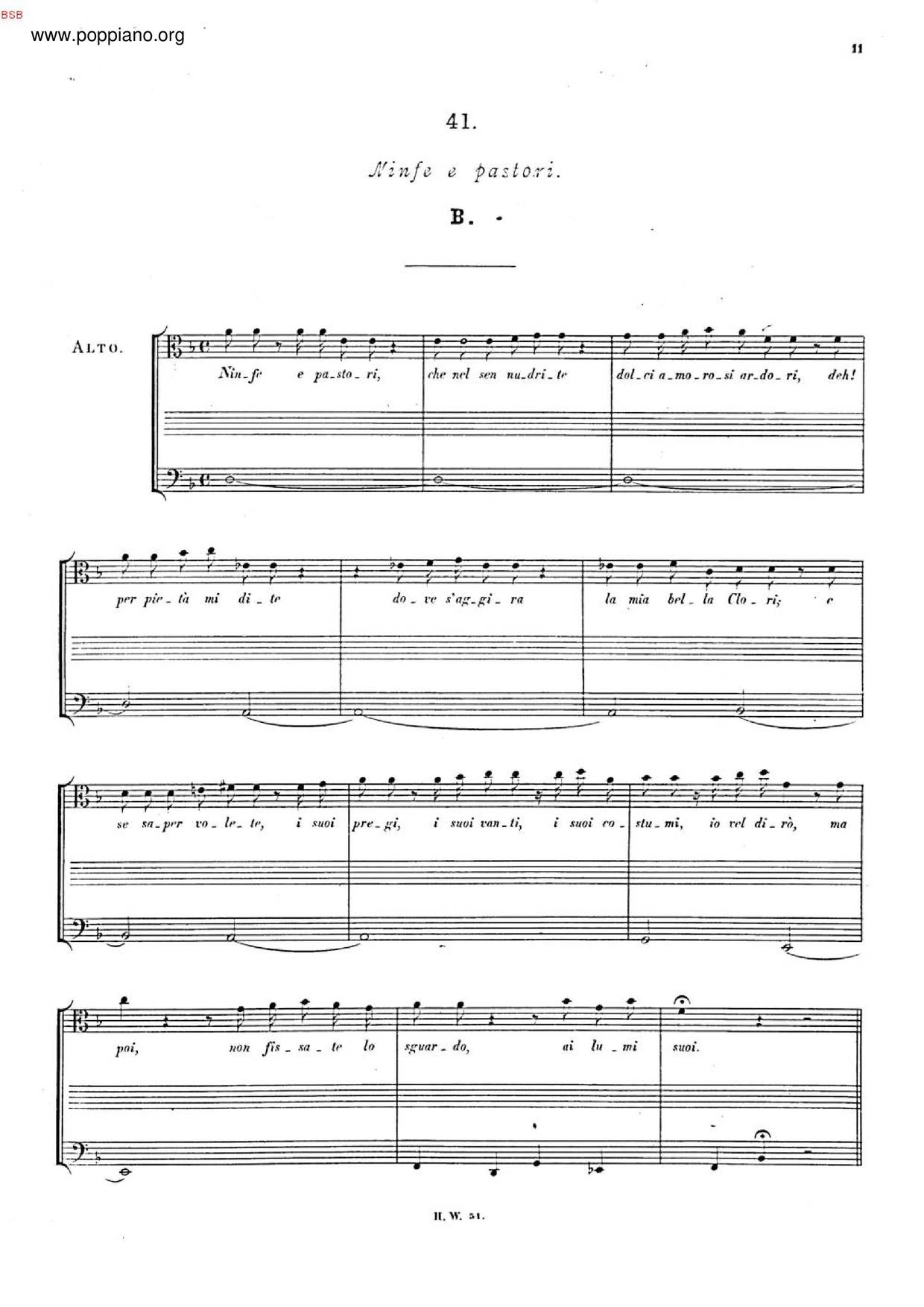 Ninfe E Pastori, HWV 139Bピアノ譜