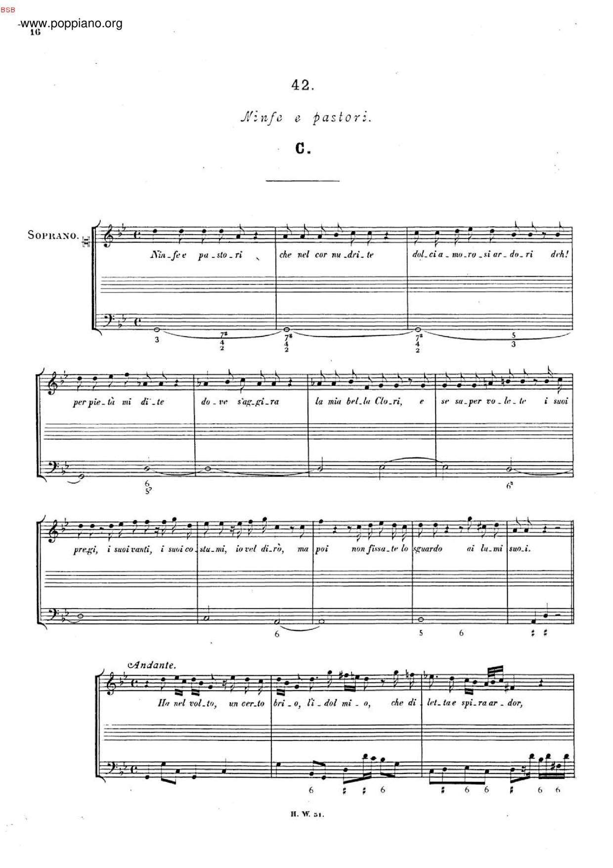Ninfe E Pastori, HWV 139C琴谱