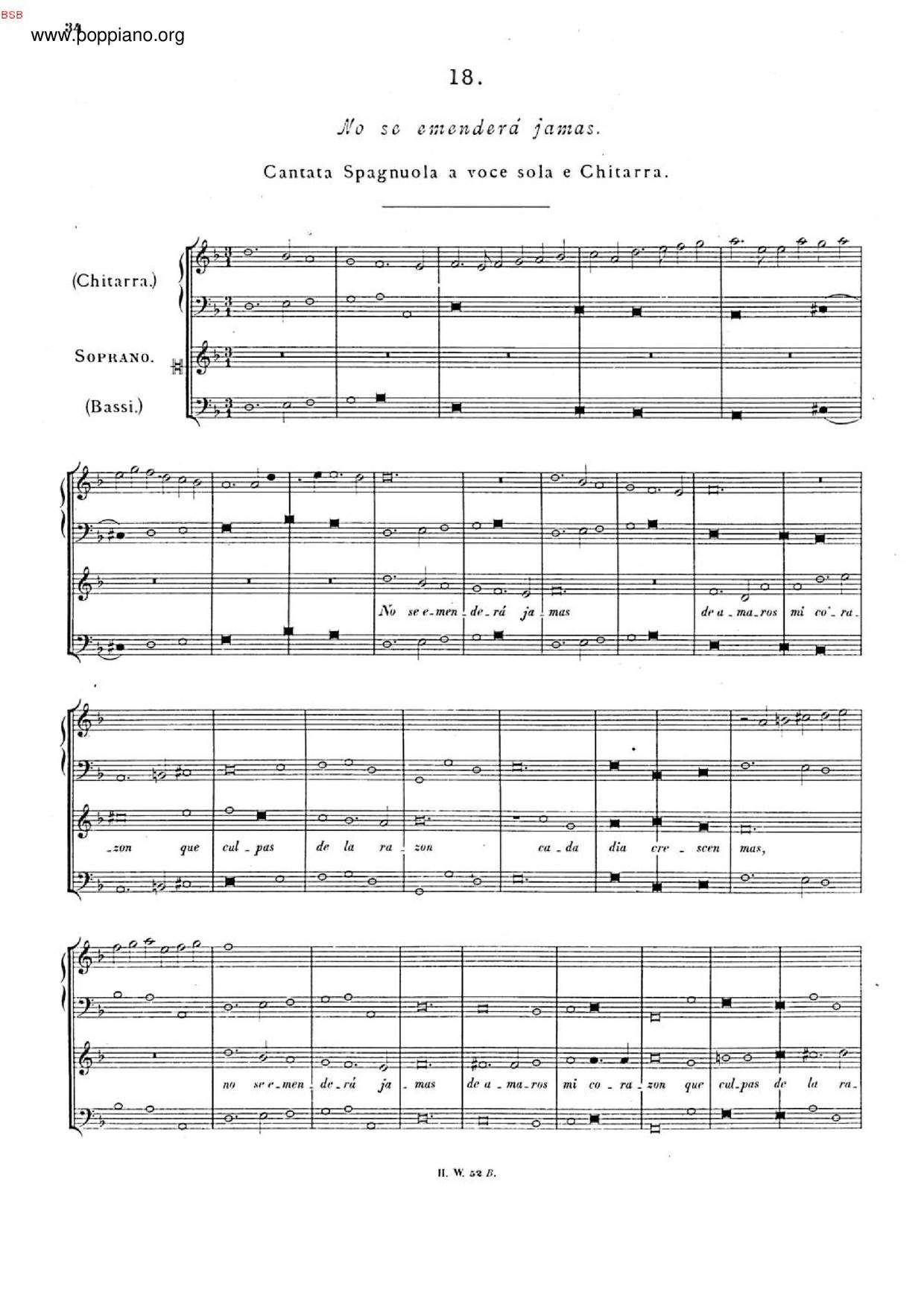 No Se Emenderá Jamás, HWV 140琴谱