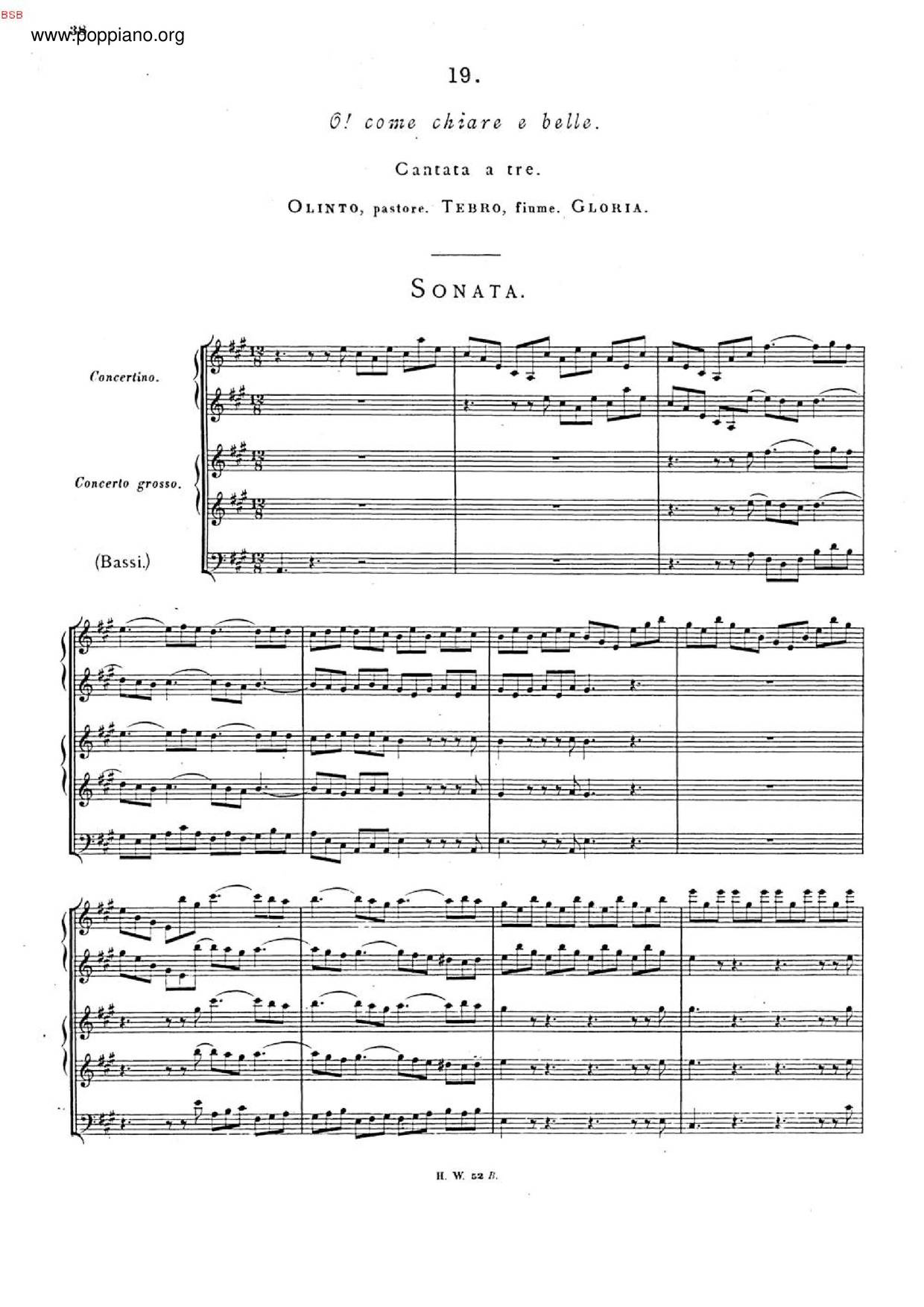 Olinto Pastore, Tebro Fiume, Gloria, HWV 143ピアノ譜
