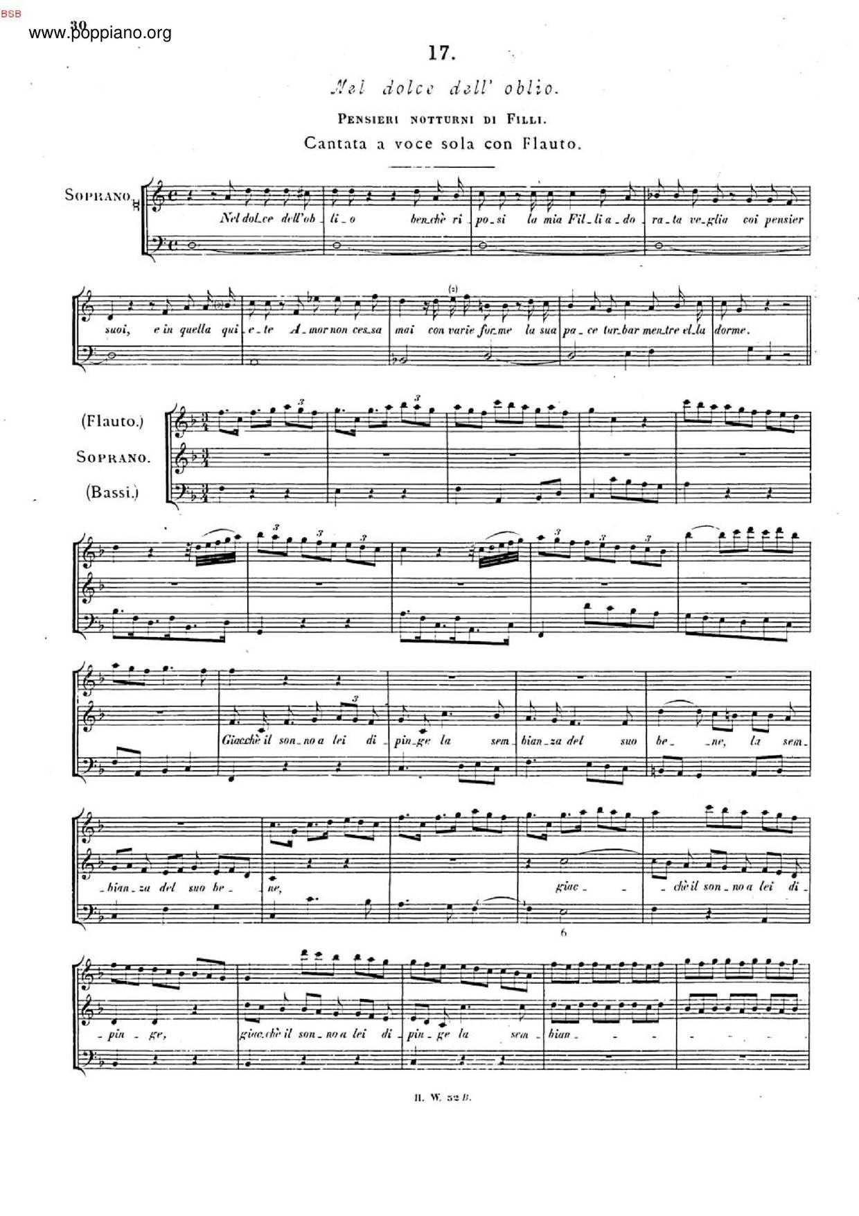 Pensieri Notturni Di Filli, HWV 134琴譜