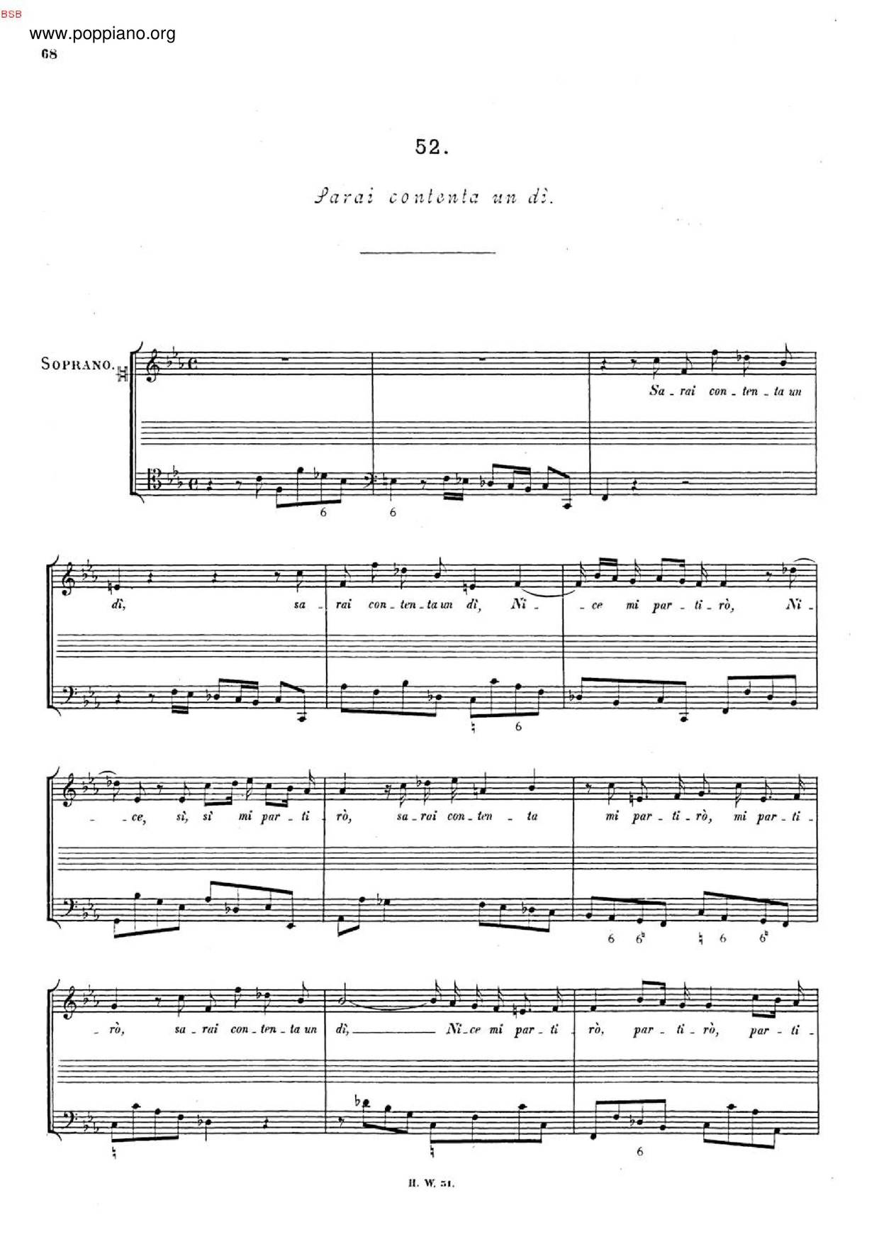 Sarai Contenta Un Dì, HWV 156ピアノ譜