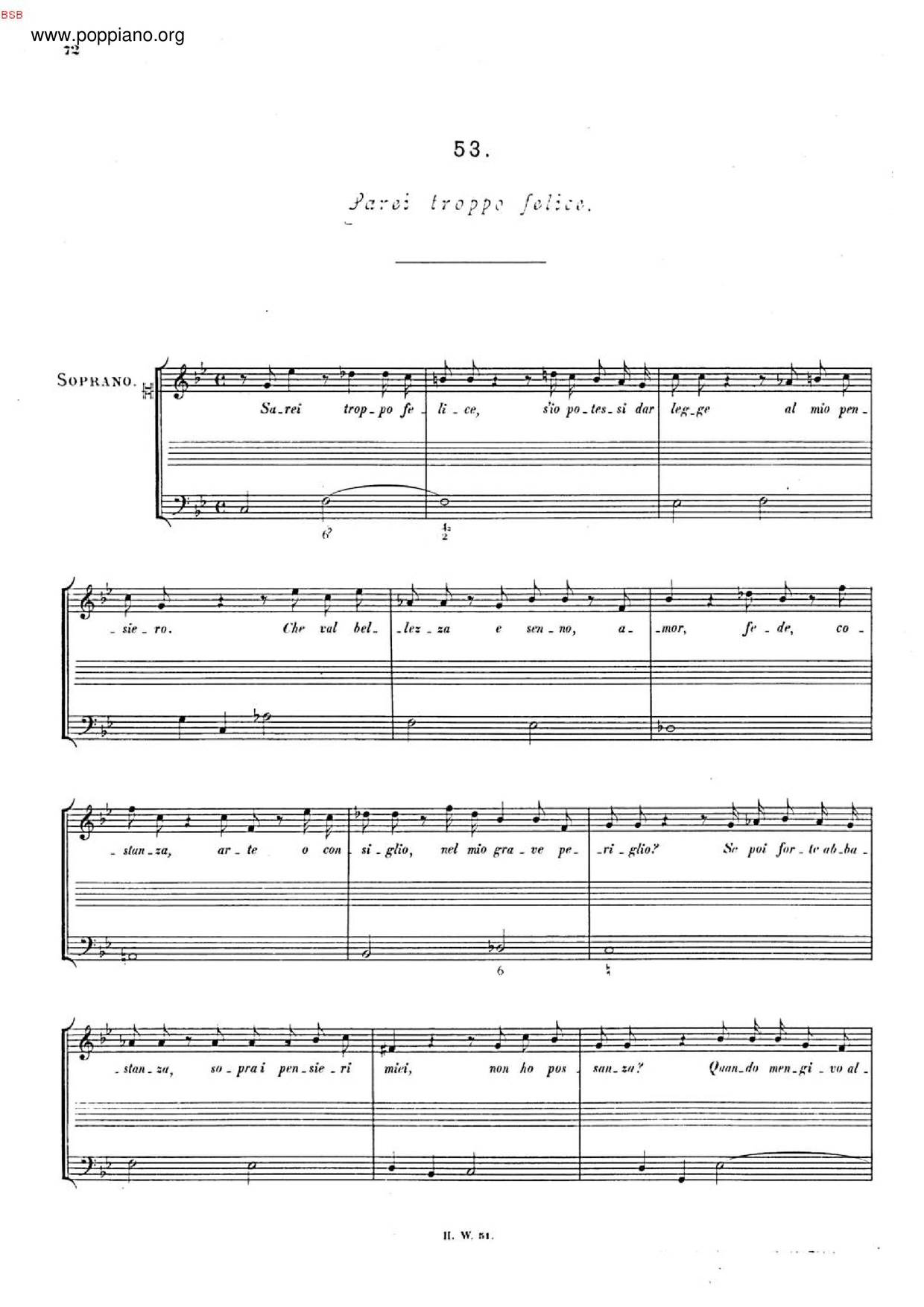 Sarei Troppo Felice, HWV 157 Score
