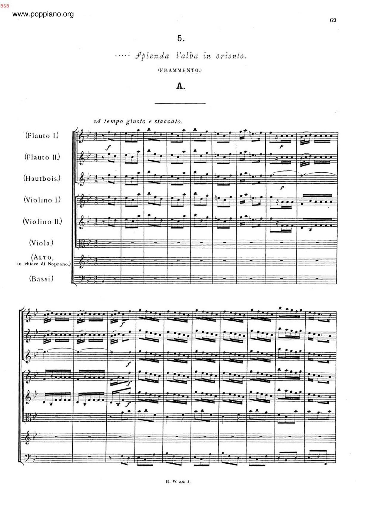 Splenda L'alba In Oriente, HWV 166琴譜