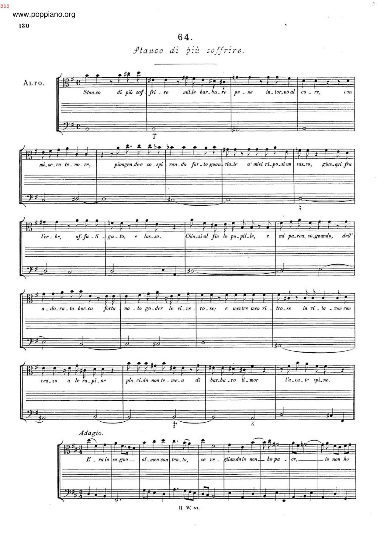 Stanco Di Più Soffrire, HWV 167A琴谱