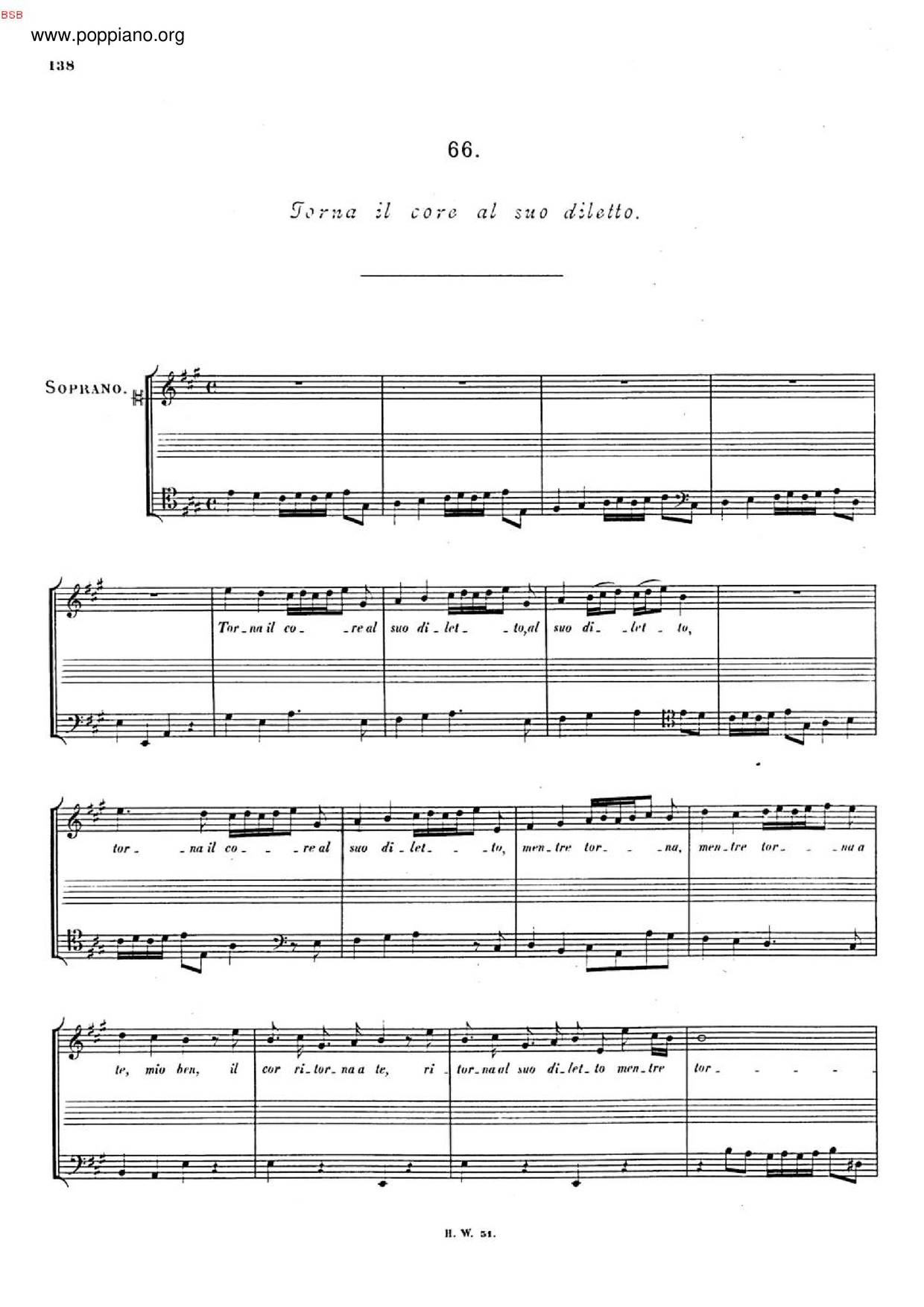 Torna Il Core Al Suo Diletto, HWV 169ピアノ譜