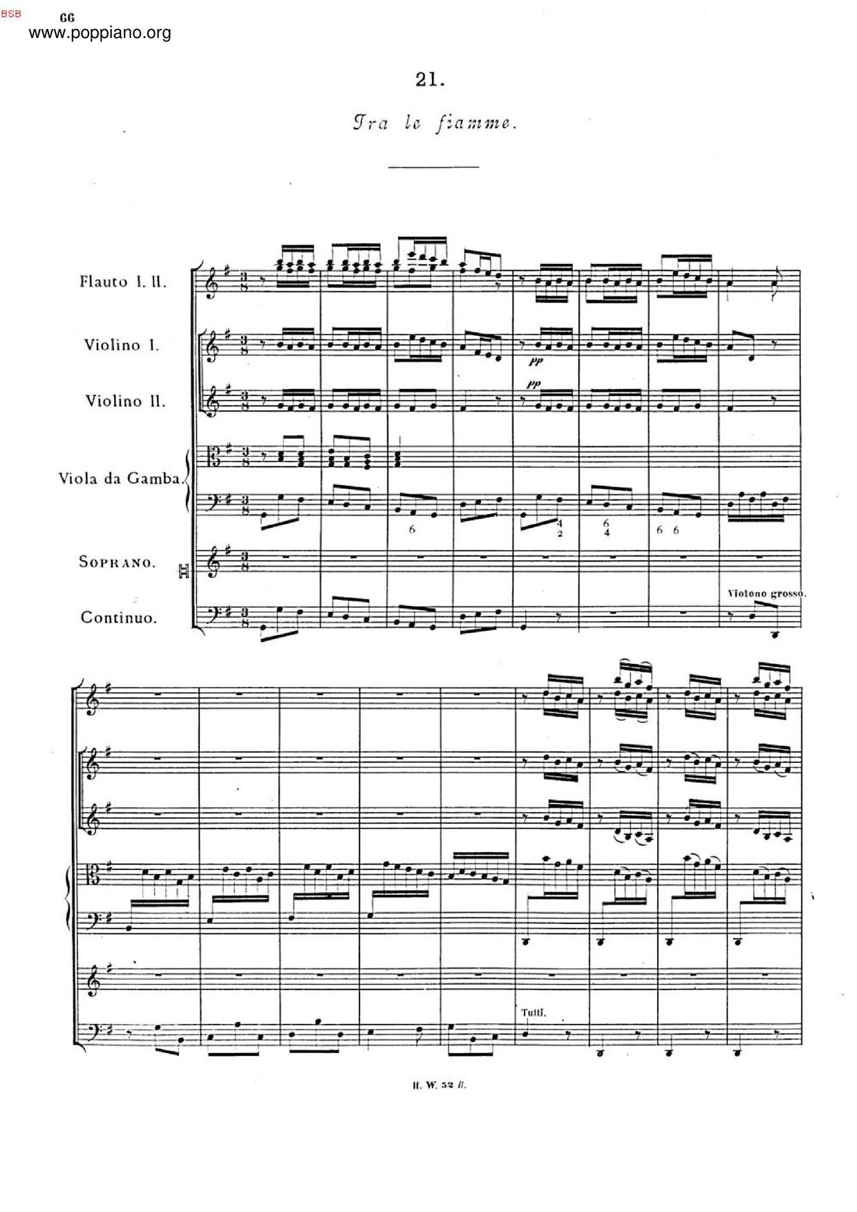 Tra Le Fiamme, HWV 170琴譜