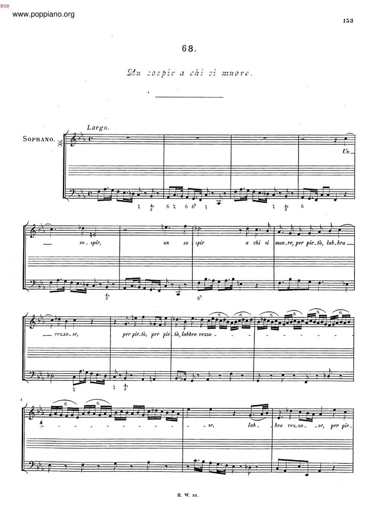 Un Sospir A Chi Si Muore, HWV 174ピアノ譜