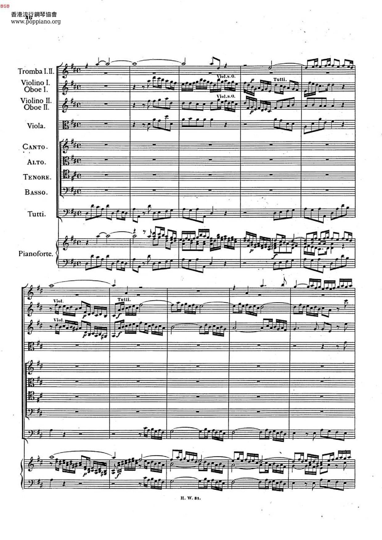 Jubilate In D Major, HWV 279 Score