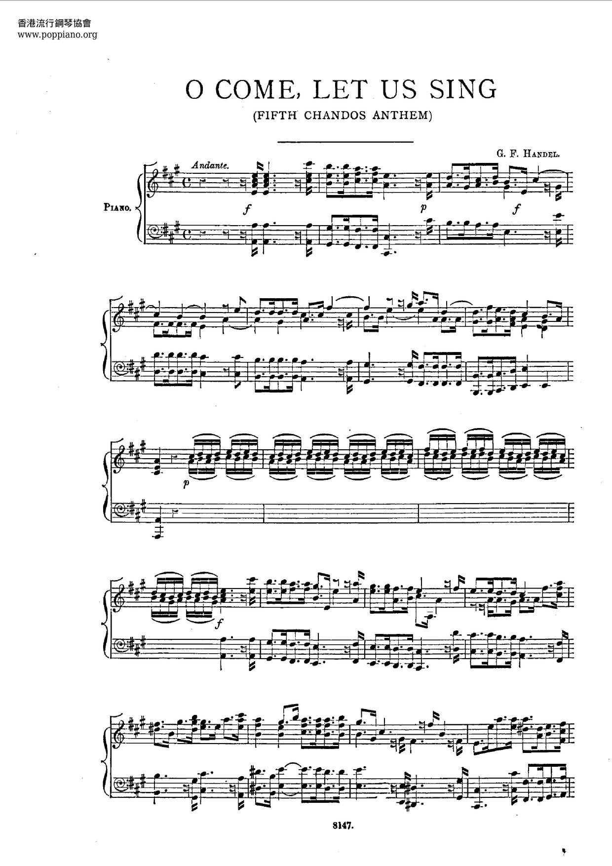 O Come, Let Us Sing Unto The Lord, HWV 253琴谱