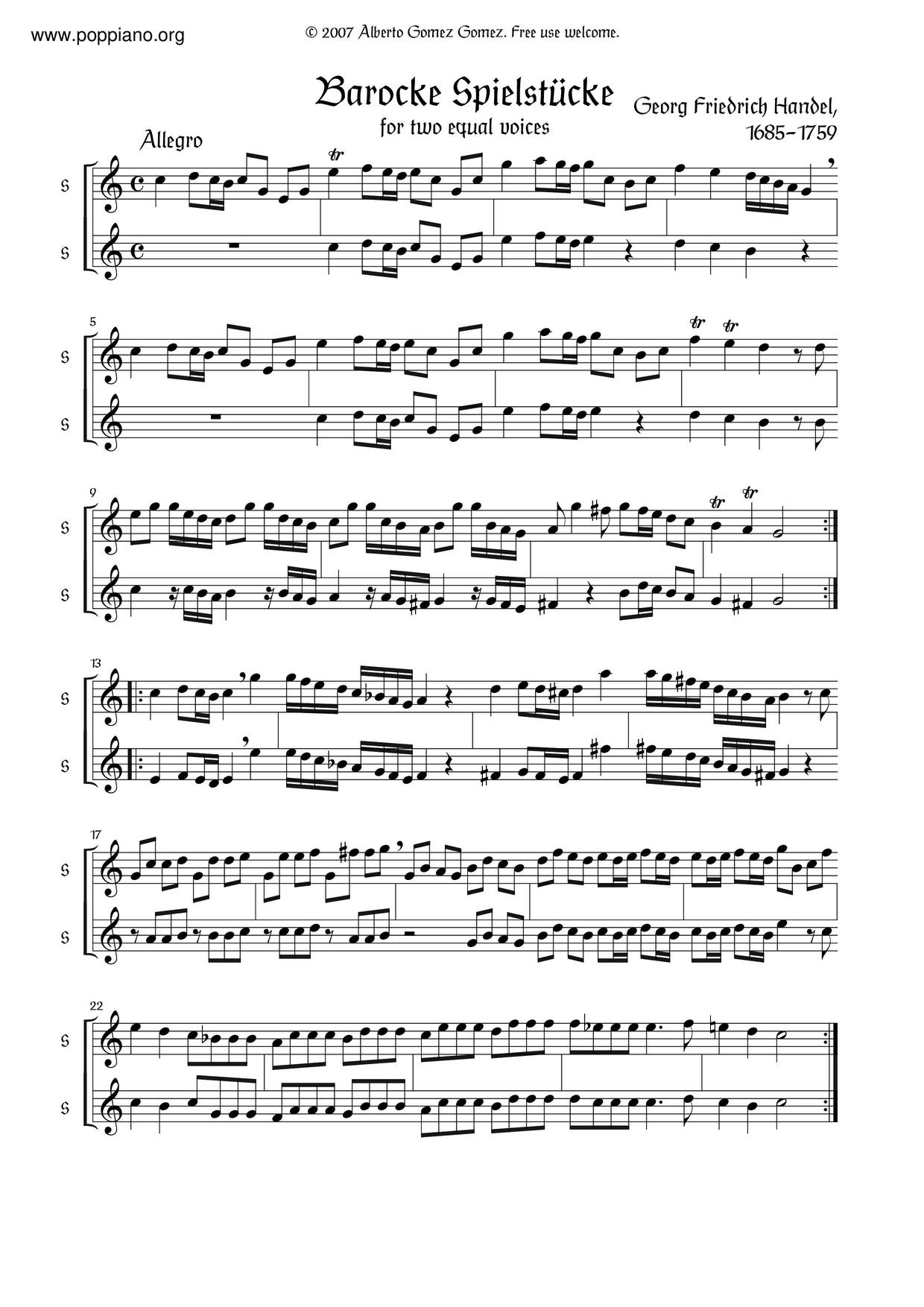 Allegro In C Majorピアノ譜