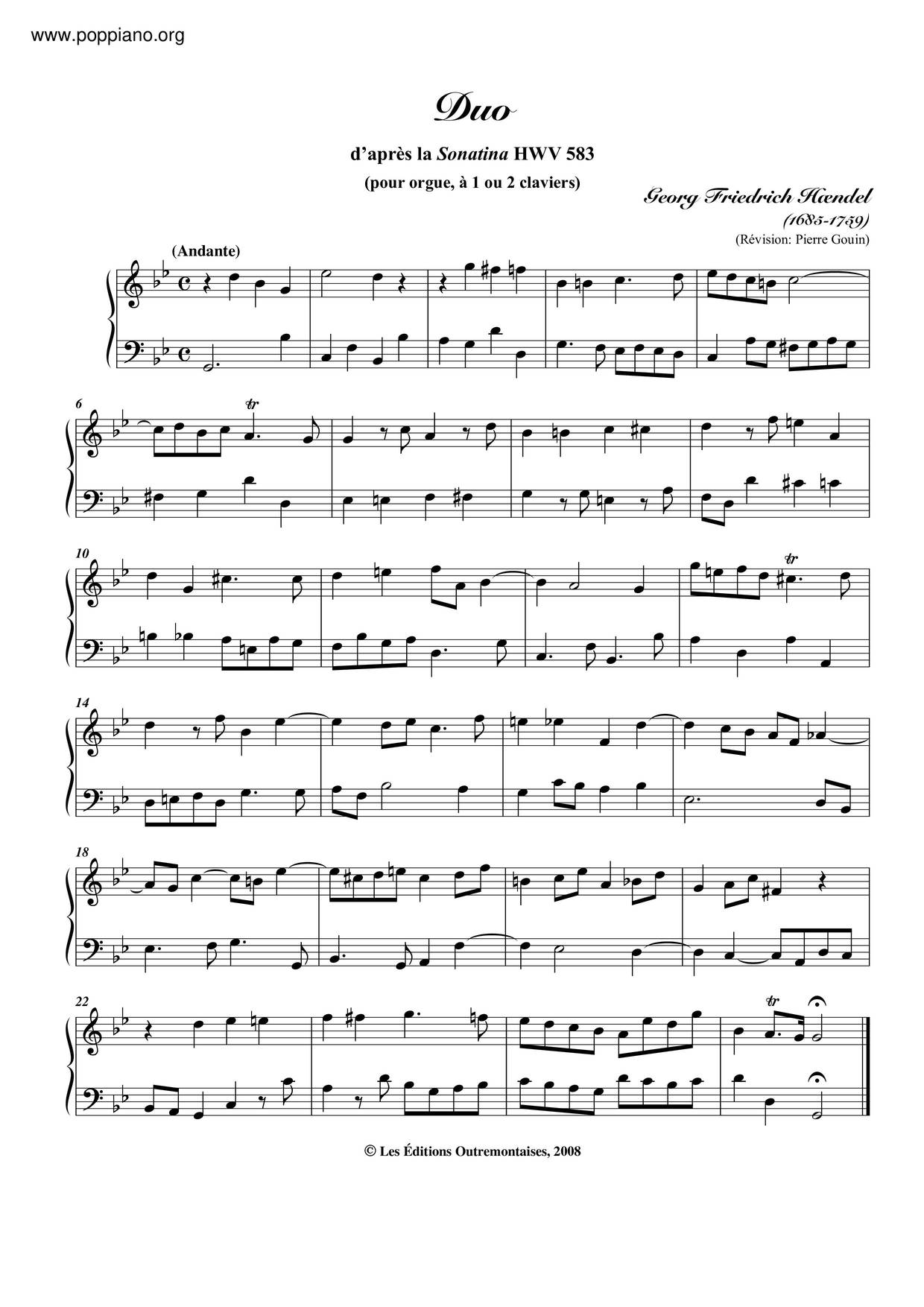 Sonatina In G Minor, HWV 583ピアノ譜
