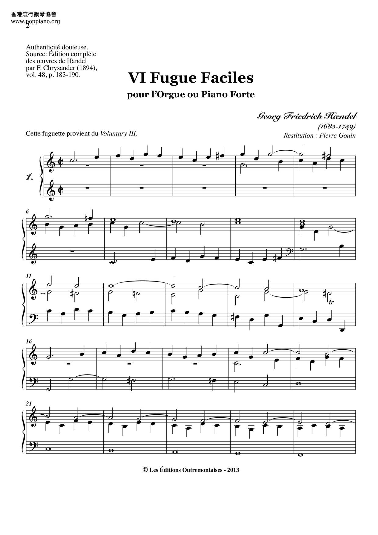 A Collection Of 7 Fughettas Score