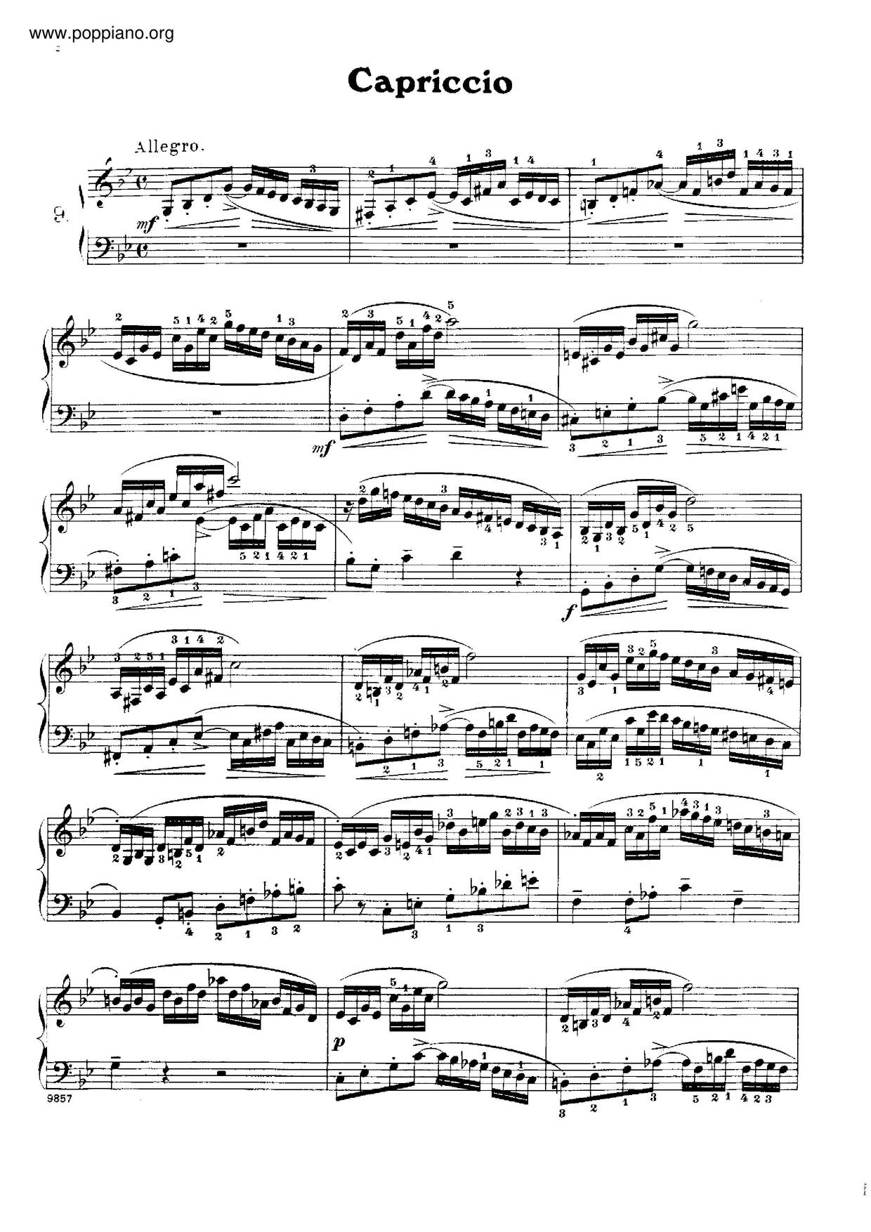 Capriccio In G Minor, HWV 483 Score