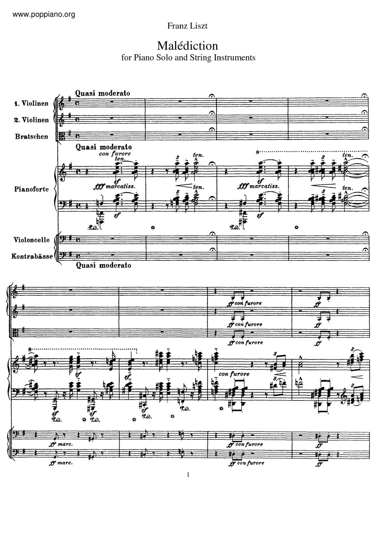 Malédiction, S.121ピアノ譜