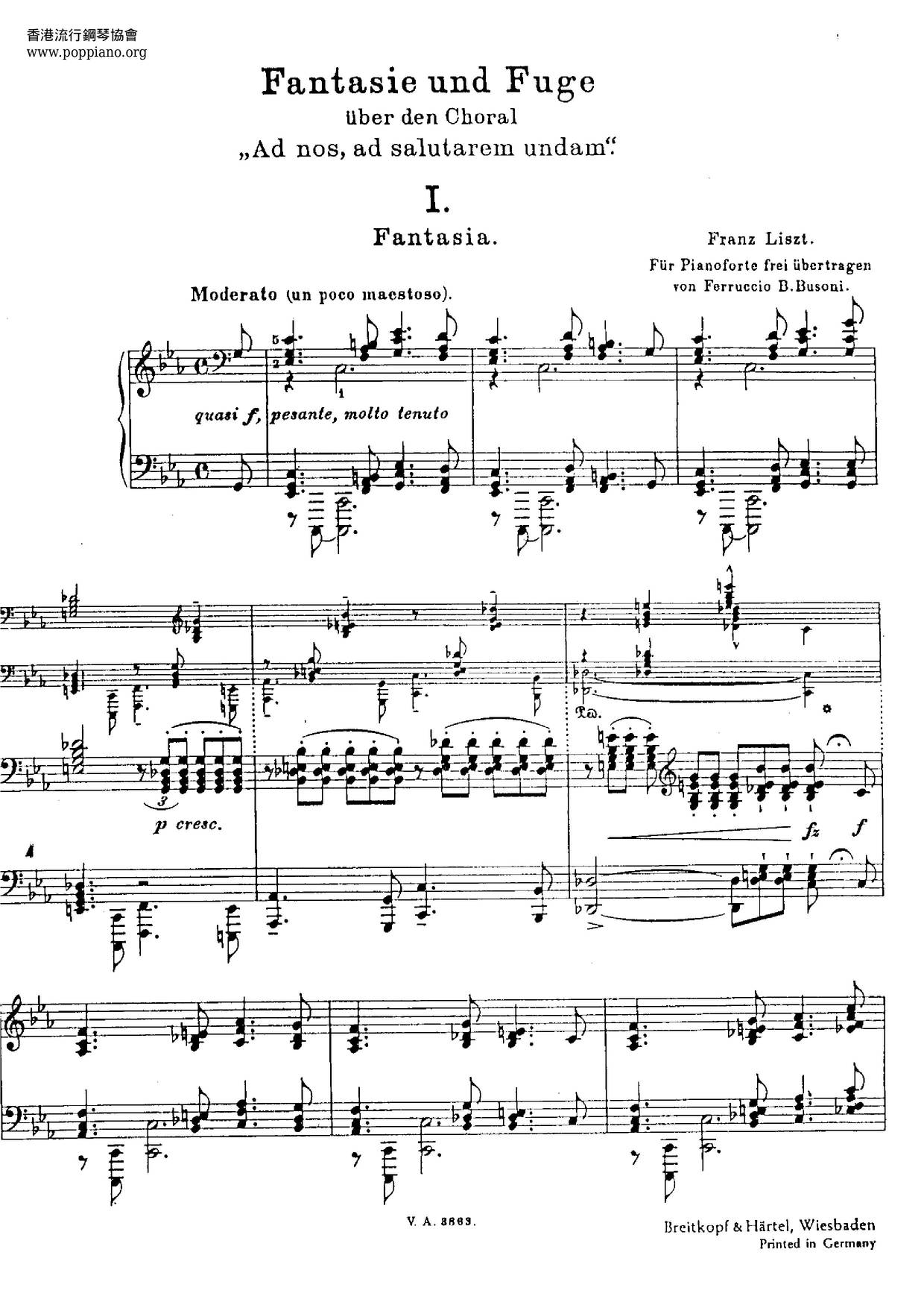 Fantasy And Fugue On 'Ad Nos Ad Salutarem Undam', Organ, S.259ピアノ譜