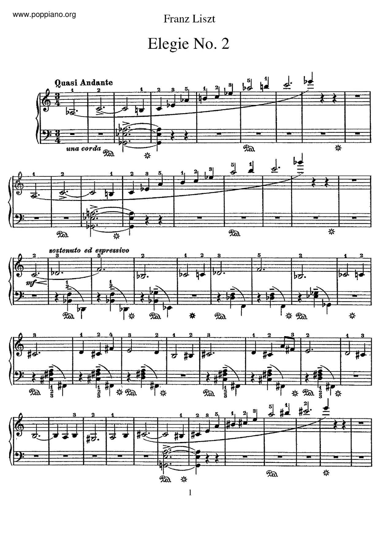 Elegy No. 2, S. 197 Score