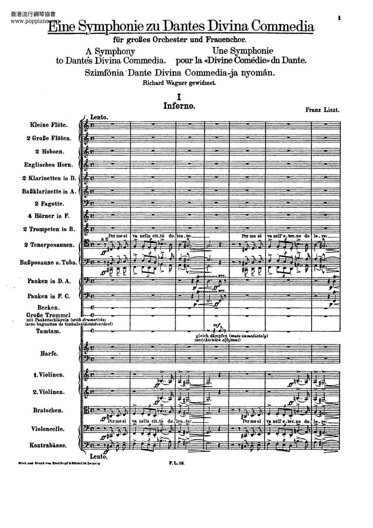 Dante Symphony, S.109琴譜
