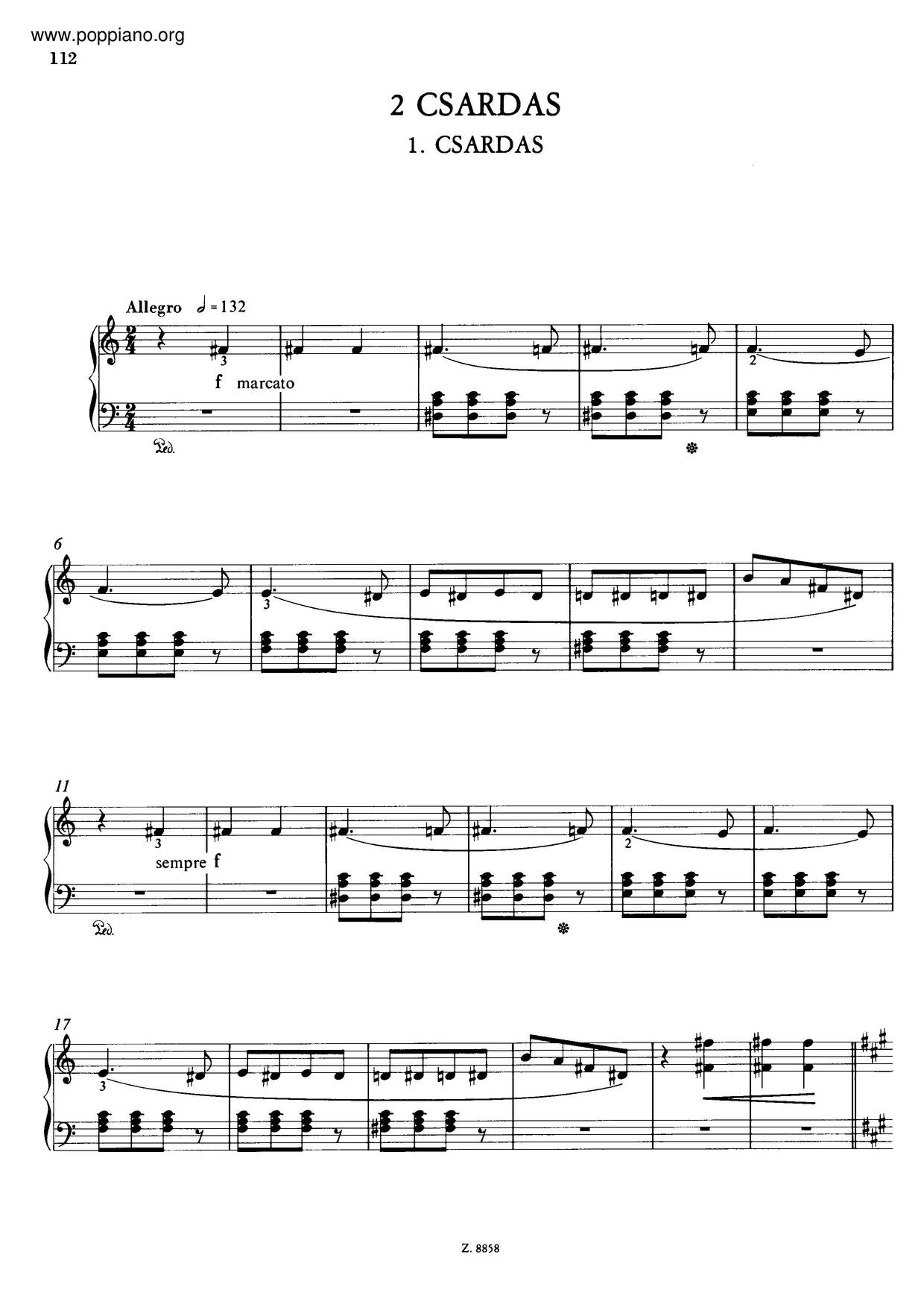 2 Csárdás, S.225ピアノ譜