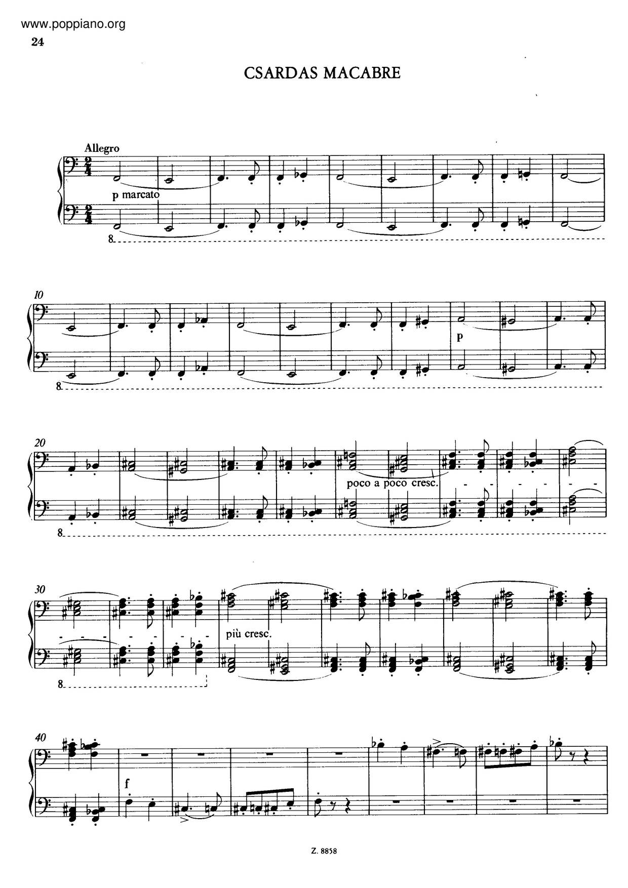 Csárdás Macabre, S.224ピアノ譜